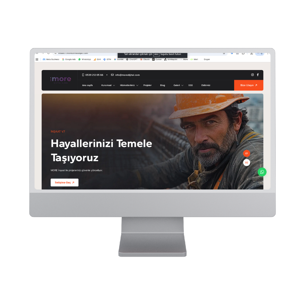 İnşaat & Müteahhitlik Hazır Web Sitesi